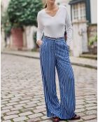 Pantalon Pauline géo bleu