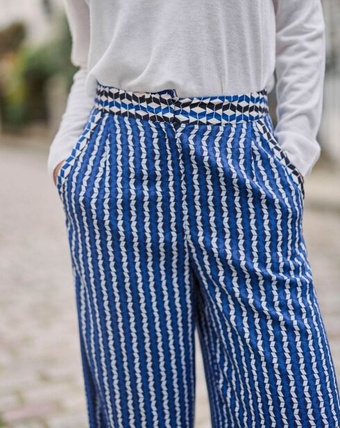 Pantalon Pauline géo bleu