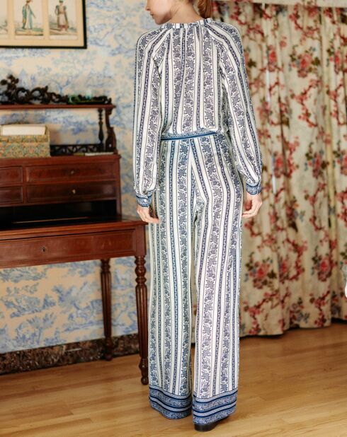 Pantalon Pauline frise bleu