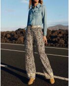 Pantalon en Lin mélangé Paulina bicolore marron