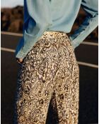 Pantalon en Lin mélangé Paulina bicolore marron