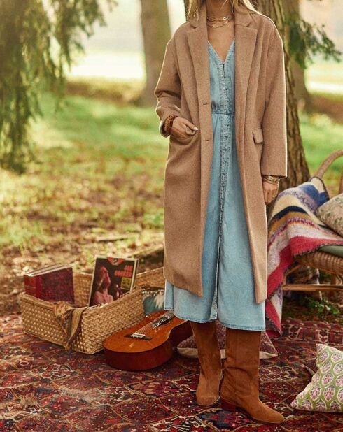 Manteau en Laine mélangée Nelia camel