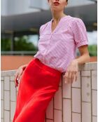 Chemise Tori écru/rouge