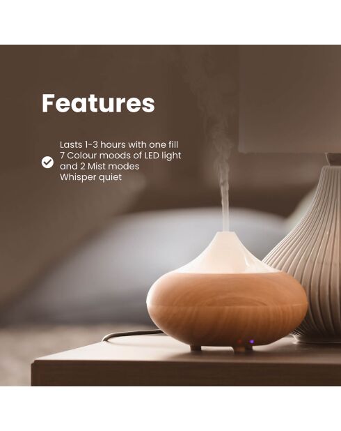 Diffuseur d'arômes en bois avec couvercle transparent [USB]