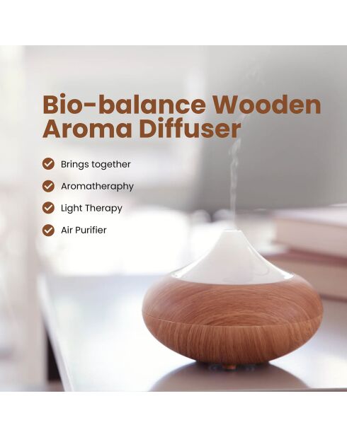 Diffuseur d'arômes en bois avec couvercle transparent [USB]