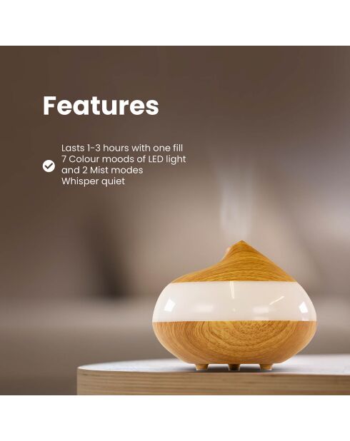 Diffuseur d'arômes en bois avec panneau transparent [USB]