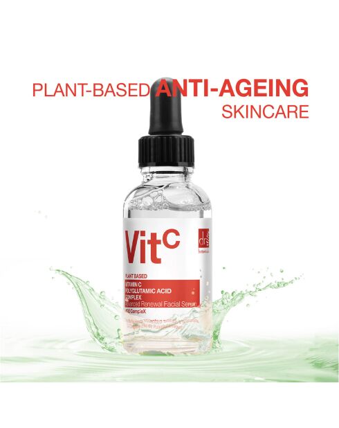 Sérum facial iluminador con vitamina C al 3%, complejo de ácido poliglutámico al 1%, 30 ml