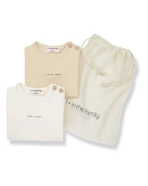 Lot 2 bodies Lis en Coton Bio beiges