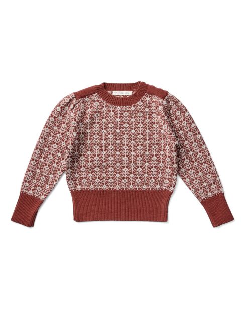 Pull 100% Laine Mérinos Jacquard Wilma rouille