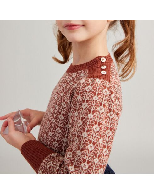 Pull 100% Laine Mérinos Jacquard Wilma rouille