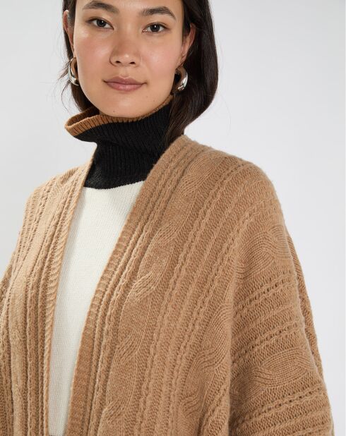 Poncho en Laine & Cachemire Roca camel