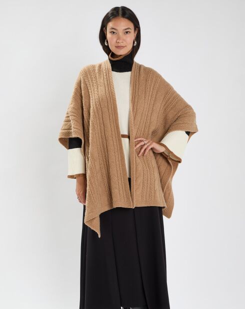 Poncho en Laine & Cachemire Roca camel