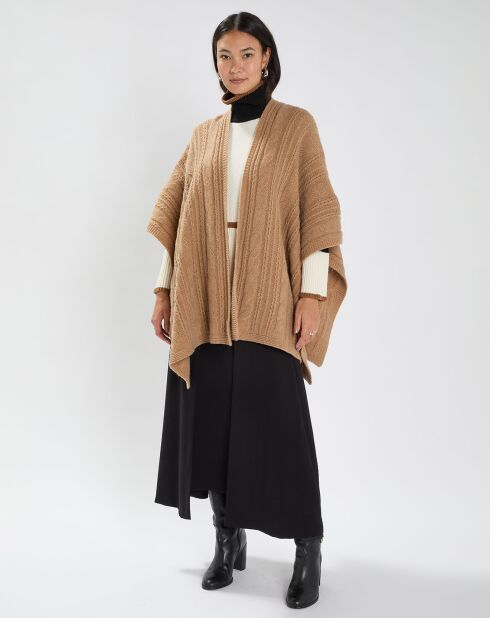 Poncho en Laine & Cachemire Roca camel