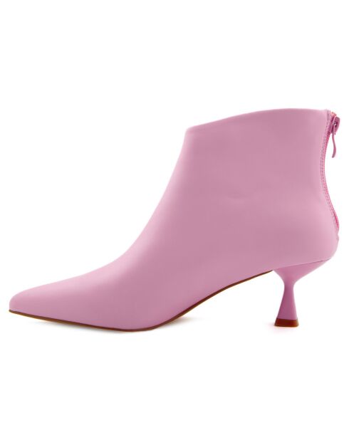 Bottines à talon Louise roses - Talon 5 cm