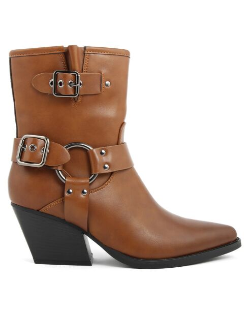 Bottines à talon Pauline camel - Talon 7 cm