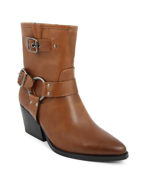 Bottines à talon Pauline camel - Talon 7 cm