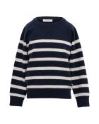 Pull 100% Cachemire Rayé Olino bleu marine