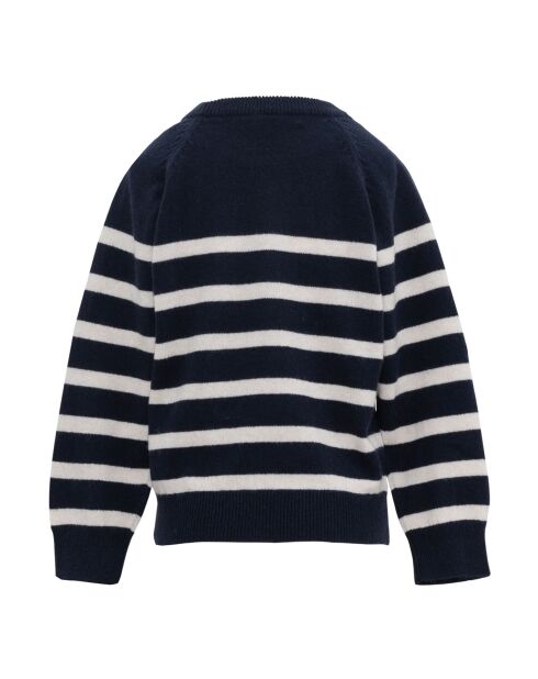 Pull 100% Cachemire Rayé Olino bleu marine