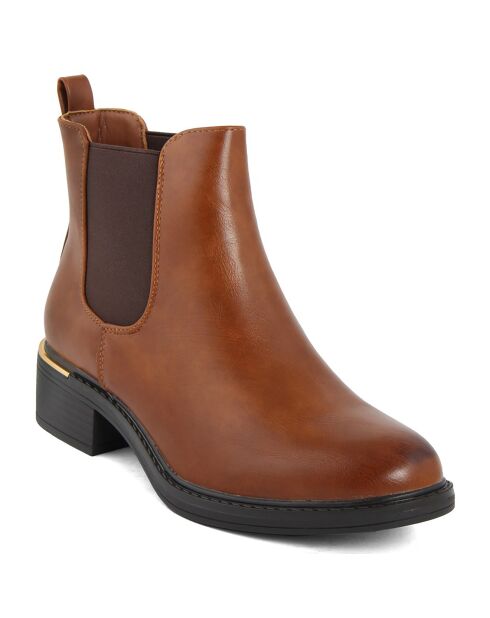Bottines à talon Leatitia cognac