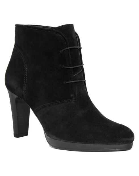 Bottines à talon en Velours de Cuir April noires - Talon 8.5 cm