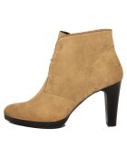 Bottines à talon en Velours de Cuir April camel - Talon 8.5 cm