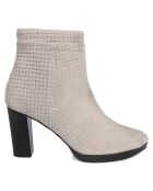 Bottines à talon en Velours de Cuir Vivi castor - Talon 8.5 cm