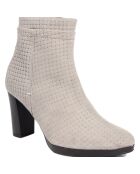 Bottines à talon en Velours de Cuir Vivi castor - Talon 8.5 cm