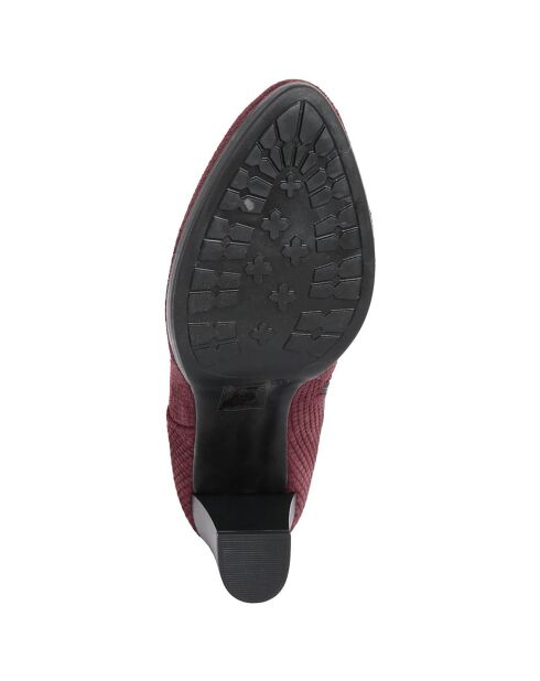 Bottines à talon en Velours de Cuir Vivi vin - Talon 8.5 cm