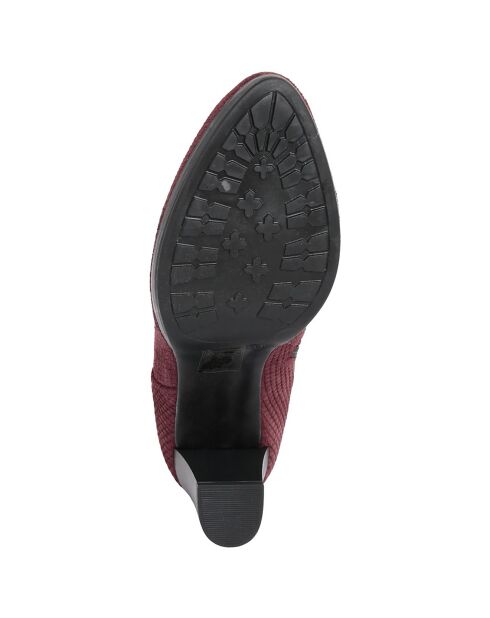 Bottines à talon en Velours de Cuir Vivi vin - Talon 8.5 cm