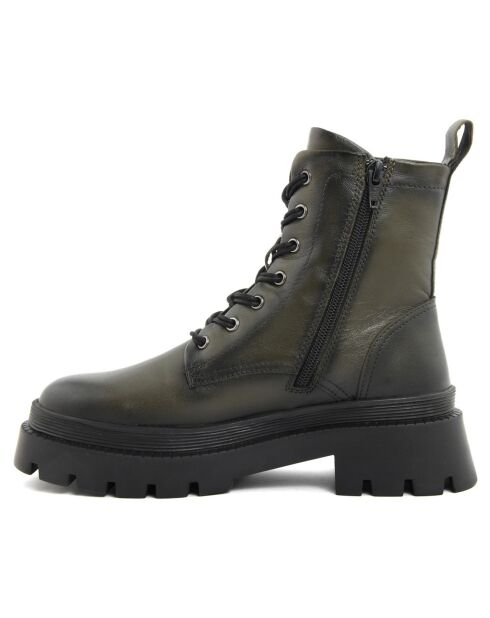 Boots en Cuir  vert olive