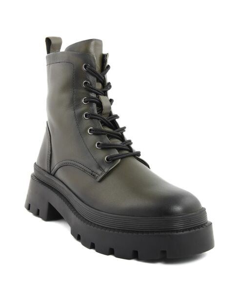 Boots en Cuir  vert olive