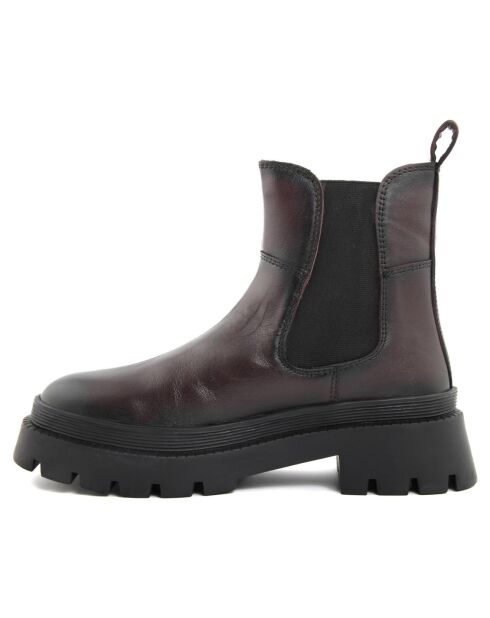 Boots en Cuir Olivia bordeaux
