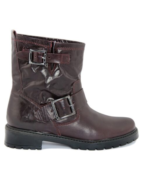Boots en Cuir Pia  bordeaux