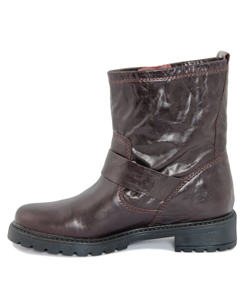 Boots en Cuir Pia  bordeaux