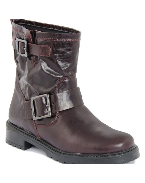 Boots en Cuir Pia  bordeaux