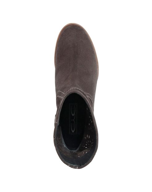 Boots en Velours de Cuir Camilla kaki