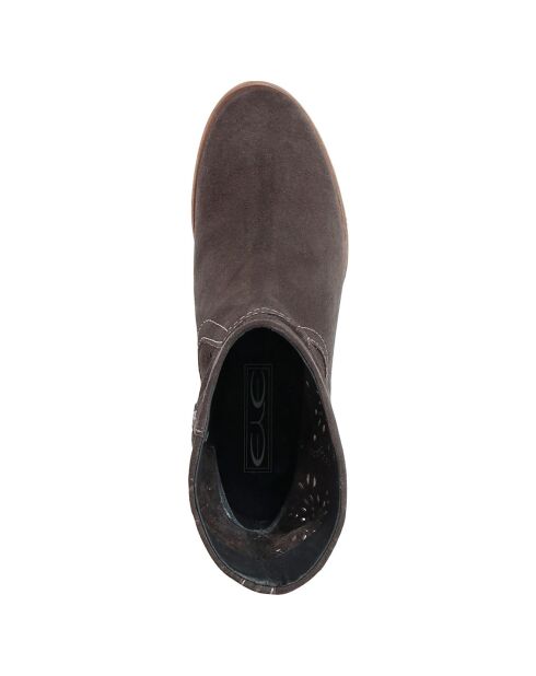 Boots en Velours de Cuir Camilla kaki