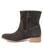 Boots en Velours de Cuir Camilla kaki