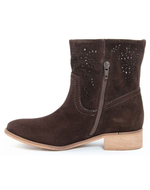 Boots en Velours de Cuir Camilla mocca