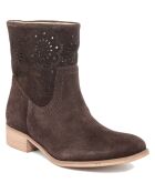 Boots en Velours de Cuir Camilla mocca
