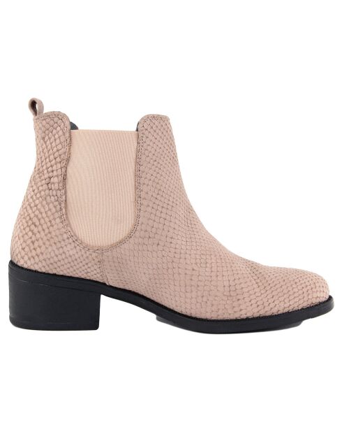 Bottines à talon en Cuir Joy beiges