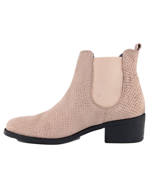 Bottines à talon en Cuir Joy beiges