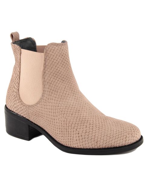 Bottines à talon en Cuir Joy beiges