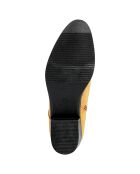 Bottines plates en Velours de Cuir Eleonore curry