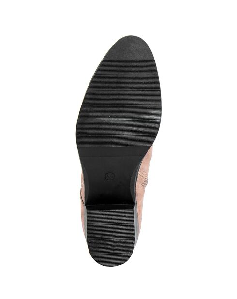 Bottines plates en Velours de Cuir Eleonore beiges