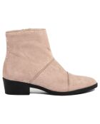 Bottines plates en Velours de Cuir Eleonore beiges