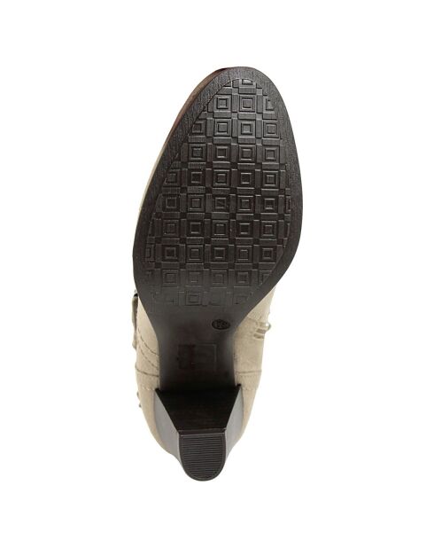 Bottines à talon en Velours de Cuir Carol castor - Talon 8.5 cm
