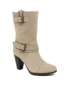 Bottines à talon en Velours de Cuir Carol castor - Talon 8.5 cm
