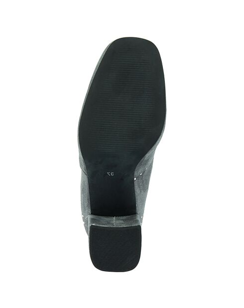 Bottines à talon en Cuir suède Ava grises - Talon 8 cm