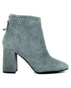 Bottines à talon en Cuir suède Ava grises - Talon 8 cm